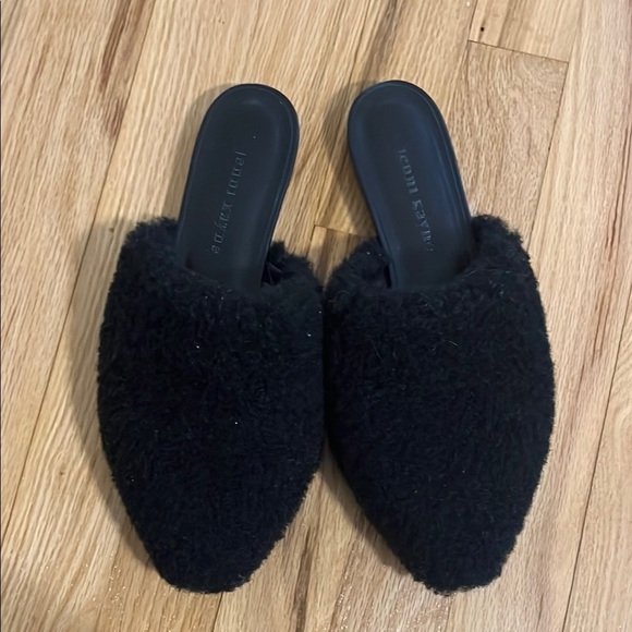 Jenni Kayne Black Shearling Mules Sz 37 - Picture 1 of 11